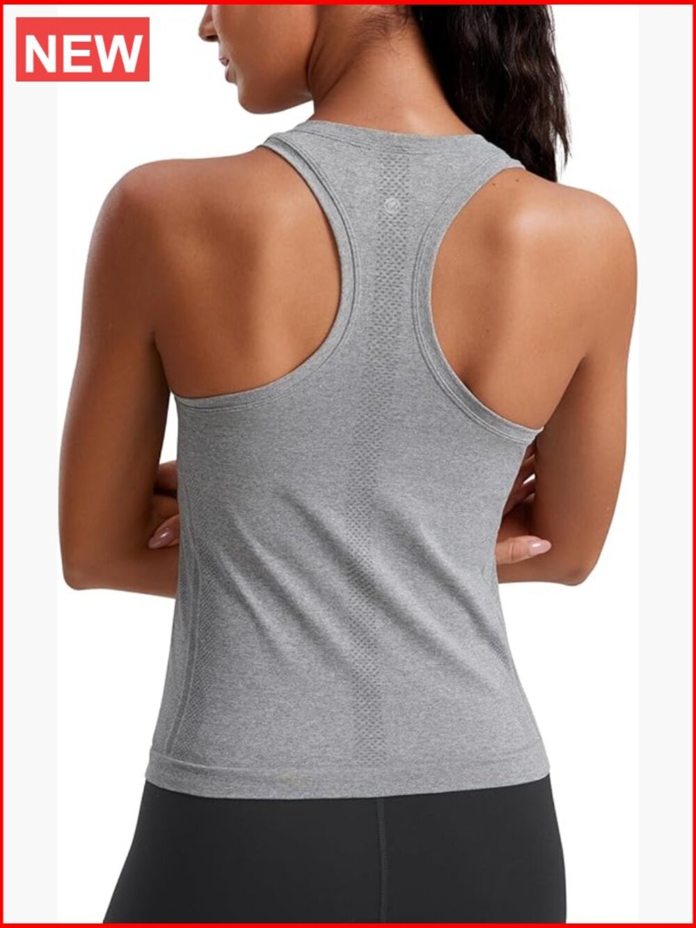 Seamless Racerback Tank Top - Athletic Sleeveless Gym Shirt Crewneck